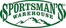 A green and white logo for sportsman 's warehouse.
