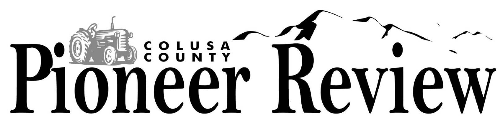 A black and white image of the logo for the county paper review.